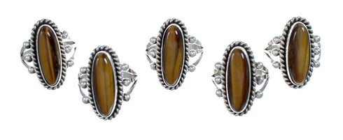 Twisted Sterling Silver Navajo Tiger Eye Ring Size 8-1/4 AX123963